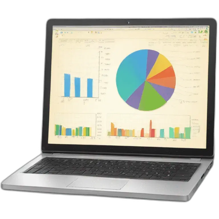 laptop with charts